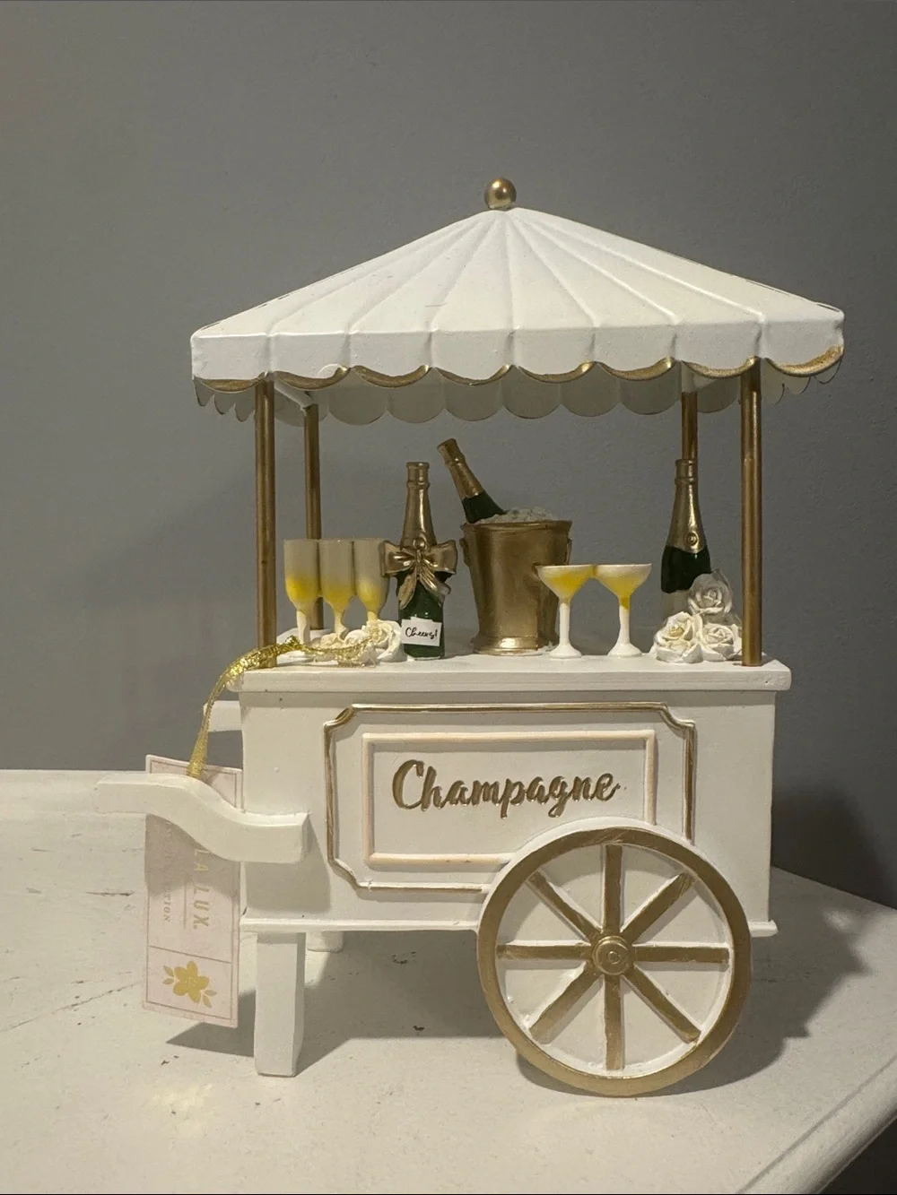 Champagne cart table decor